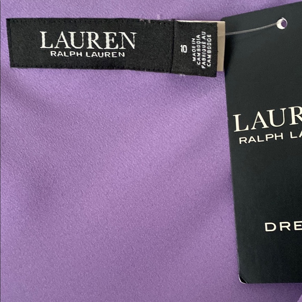 Ralph Lauren Lavender V-Neck Dress with Ruffled Hemline